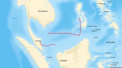 Peta Laut China Selatan dengan garis sembilan titik yang diklaim oleh China