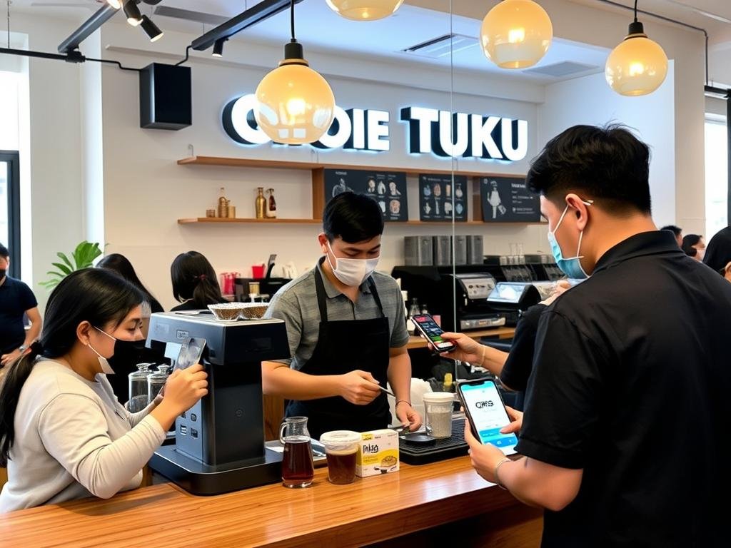 Warung Kopi Tuku menggunakan sistem pembayaran digital QRIS Warung Kopi Tuku menggunakan sistem pembayaran digital QRIS